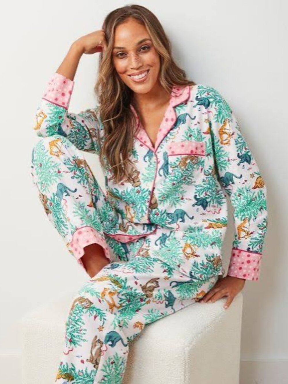 NWT Printfresh Frisky Firs Light Weight Flannel Holiday Christmas Pajama Set 6X